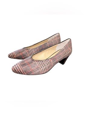 J.Renee Plaid Pointed Toe Low Heel Pumps in Pink and Black